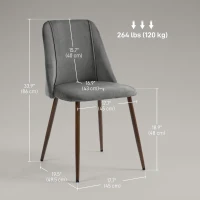 HOMCOM Upholstered Dining Chairs Set of 4, Velvet Accent Chair with Back and Wood-grain Steel Leg for Kitchen, Dark Grey(m-3)