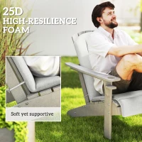 Outsunny Set of 2 Patio Chair Cushions, High Back Adirondack Chair Cushion with Ties, High-Density Foam, Light Grey(m-4)