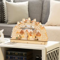 HOMCOM Christmas Village House Decoration, Pre-Lit Winter Wonderland with 12 Battery Operated LED Lights, Indoor Room Décor Collection(m-10)