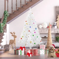 HOMCOM 5.9ft Artificial Christmas Tree Xmas Holidays Décor with Ornament White(m-8)
