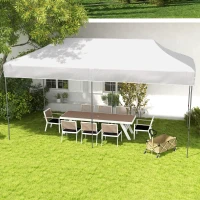 Outsunny 10' x 20' Pop Up Canopy Tent, Outdoor Easy up Tent with 3-Level Adjustable Height, Wheeled Carry Bag, White(m-10)