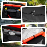 PawHut Dog Stroller for Large Medium Small Dogs up to 66 Lbs. 23.5" in Body Length, One-Click Foldable Pet Cat Stroller with Storage, Shock Absorption Wheels, Mesh Window, Safety Leash, Red(m-8)