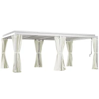 Outsunny 12' x 19' Aluminum Pergola with Adjustable Louvered, Outdoor Pergola with Curtains and Netting, Cream White(m-11)