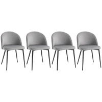 HOMCOM Modern Dining Chairs, Mid-Back Velvet-touch Upholstery Side Chair, Table Chair for Living Room, Dining Room, Grey, Set of 4(m-11)
