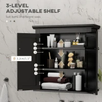 kleankin Bathroom Cabinet, Medicine Cabinet, Over Toilet Storage Cabinet with Adjustable Shelves for Entryway, Black(m-5)