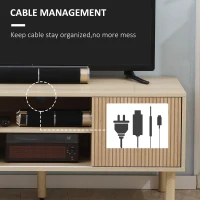 HOMCOM Modern TV Stand for TVs up to 50", TV Cabinet with Storage Shelves for Living Room, Natural(m-6)