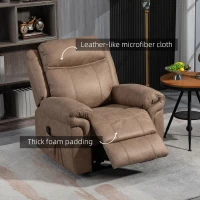HOMCOM Manual Recliner Chair with Vibration Massage, Side Pockets, Microfibre Reclining Chair for Living Room, Brown(m-6)