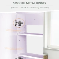HOMCOM Bathroom Mirror Cabinet, Wall-Mounted Storage Organizer with Double Doors, Adjustable Shelf, Light Lilac(m-7)