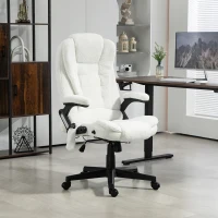 Vinsetto 6 Point Executive Office Chair with Heat, Velvet High Back Vibrating Massage Office Chair, White(m-2)