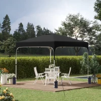 Outsunny 10' x 10' Pop Up Canopy Tent with Sand Bags, UPF 50+ Instant Sun Shelter, Tents for Parties, Height Adjustable, with Wheeled Carry Bag, for Outdoor, Garden, Black(m-1)