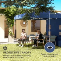 Outsunny 10' x 10' Heavy Duty Pop Up Canopy Tent with Sidewall, UPF50+ Instant Sun Shelter with Storage Pockets, Dark Blue(m-5)