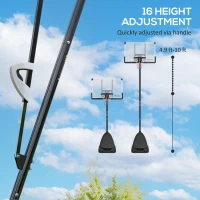 Soozier 5-10' Basketball Stand, Freestanding Basketball System with 44" Shatterproof Backboard, Rebound System and Wheels(m-4)