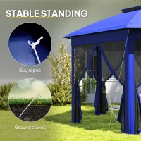 Outsunny 13' x 13' Pop Up Gazebo Hexagonal Canopy Shelter with 6 Zippered Mesh Netting for Patio Backyard Garden Wedding Party(m-6)