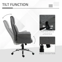 HOMCOM High Back Fabric Executive Chair with Padded Armrests, Ergonomic Home Office Chair with Headrest, Adjustable Height- Light Grey(m-7)