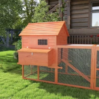 PawHut 145" Wooden Chicken Coop with Run & Inner Hen House Space(m-9)