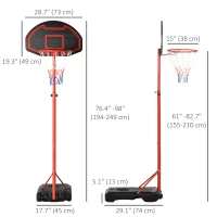 Soozier Portable Basketball Hoop, 5-7FT Adjustable Basketball System with 29" Shatterproof Backboard for Backyard Driveway Indoor Outdoor(m-3)