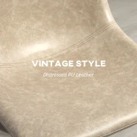 HOMCOM Counter Height Bar Stools Set of 2, Vintage PU Leather Bar Chairs, Kitchen Stool with Footrest, Beige(m-4)