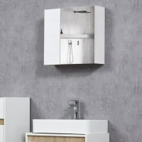 kleankin Wall Mounted Bathroom Medicine Cabinet Mirrored Cabinet with Hinged Door 2-Tier Storage and Adjustable Shelves White(m-8)