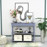 HOMCOM Console Table Modern Sofa Table with 2 Tier Shelves for Living Room, Entryway, Bedroom, Grey(m-1)