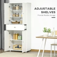 HOMCOM 72" Freestanding Kitchen Pantry Cabinet, Tall Storage Cabinet with 4 Doors, Drawer and Adjustable Shelves for Dining Room, White(m-5)