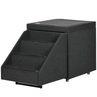 PawHut Multi-purpose Dog Stairs Ottoman, 4-Tier Pet Steps W/ Storage Compartment Cushion, for Small Medium Dogs and Cats(m-11)