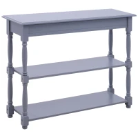 HOMCOM Console Table Modern Sofa Table with 2 Tier Shelves for Living Room, Entryway, Bedroom, Grey(m-2)