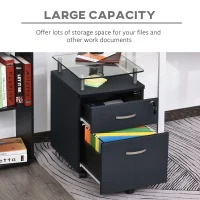 HOMCOM 2 Drawer Filing Cabinet with Lock, Vertical File Cabinet with Wheels, Mobile Office Cabinet for Letter, A4 Size Files, Black(m-4)
