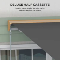 Outsunny 13' x 10' Electric Awning, Retractable Awning with LED Lights and Remote Controller for Door and Window, Dark Gray(m-8)