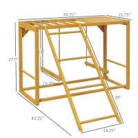 PawHut Wooden Chicken Activity Play w/ Swing Set, Chicken Coop Toy, Natural(m-3)