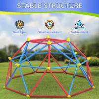 Outsunny 6 FT Climbing Dome Geometric Jungle Gym w/ Rust and UV-Resistant Steel, Up to 396 lbs, for 1-4 Children Aged 3-8 Years(m-5)