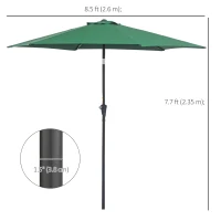 Outsunny 8.5FT Patio Umbrella, Round Garden Parasol with 6 Ribs, Market Sunshade Tilt Canopy w/ Crank Handle for Outdoor, Green(m-3)