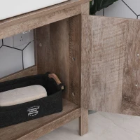 kleankin Pedestal Sink Storage Cabinet, Rustic Under Sink Cabinet, Bathroom Vanity Cabinet with Double Door Space Saver Organizer, Barnwood(m-7)