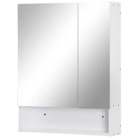 kleankin Wall Mounted Bathroom Medicine Cabinet with Mirror and Adjustable Shelves, White(m-2)