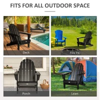 Outsunny Folding Adirondack Chair, HDPE Fire Pit Chair, Weather Resistant Outdoor Chair for Patio, Garden, Backyard, Lawn, Black(m-8)