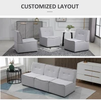 HOMCOM Modern Modular Accent Chair, Armless Fabric Sectional Sofa for Living Room or Bedroom, Grey(m-7)