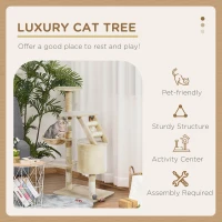PawHut 49” Deluxe Cat Tree Furniture Scratching Pet Tower Kitten Play Post (Creamy White)(m-4)