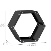 Outsunny Hexagon Firewood Log Rack Heavy-Duty Steel Log Holder for Outdoor Indoor Use, 25.6" x 14.6" x 22.4", Black(m-3)