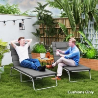 Outsunny Foldable Chaise Lounge Cushion Set of 2, Outdoor Lounge Chair Cushion Set, UPF50+ 230gsm Olefin, 80" x 26" Charcoal Gray(m-7)