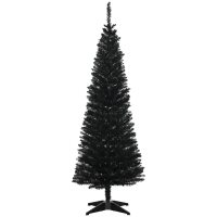 HOMCOM 5' Artificial Pencil Christmas Tree, Slim Xmas Tree with 294 Realistic Branch Tips and Plastic Stand, Black