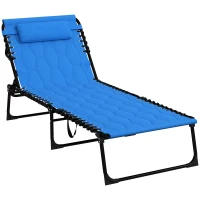 Outsunny Folding Chaise Lounge with Reclining Back, 25.6" x 74" x 14.2", Blue(m-11)