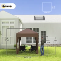 Outsunny 6.6'x6.6' Pop Up Canopy Tent with Sidewalls, Instant Sun Shelter Camping Gazebo with Carry Bag, Brown(m-3)