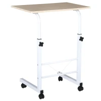 HOMCOM Mobile Standing Desk with Adjustable Height, 23.5 inch Stand Up Desk with Wheels, Natural Wood(m-11)