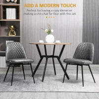 HOMCOM Dining Chairs Set of 2, Modern Kitchen Chairs with Faux Leather Upholstery and Steel Legs for Living Room, Dining Room, Bedroom, Dark Gray(m-4)