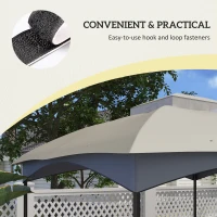 Outsunny 10' x 12' Double-Tier Gazebo Cover, Patio Gazebo Canopy Replacement with Drainage Holes, Light Grey(m-6)
