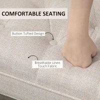 HOMCOM Upholstered Bedroom Bench with Button Tufted Design, End of Bed Bench with Arms and Solid Wood Legs, Beige(m-5)