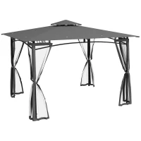 Outsunny 10' x 12' Outdoor Gazebo with Nettings, Patio Gazebo Canopy for Patio Garden Backyard Deck, Dark Grey(m-11)