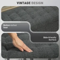 HOMCOM Storage Ottoman, Linen Fabric End of Bed Bench with Button Tufted Storage Bench for Bedroom, Grey(m-6)