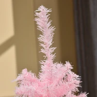 HOMCOM 4FT Artificial Christmas Tree Holiday Xmas Holiday Pencil Tree Decoration with Automatic Open for Home Party, Pink(m-9)