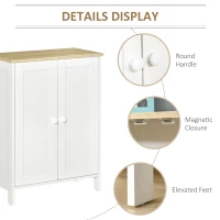 HOMCOM Buffet Cabinet with Storage, Modern Bathroom Floor Cabinet, Sideboard Buffet with 2 Adjustable Shelves and 2 Doors for Kitchen, Living Room, Dining Room, White(m-7)