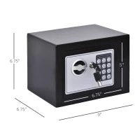 HOMCOM Small Steel Digital Electronic Safe Box Wall Mount Security Case Cabinet Keypad Lock Home Office Hotel Gun Cash Jewellery Black(m-3)